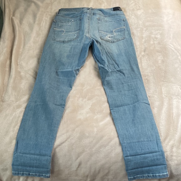 American Eagle Women’s Ripped Jean Jeggings High Rise size 14 regular - Picture 2 of 4